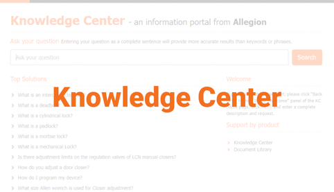 Allegion Knowledge Center information portal from Allegion