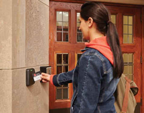 Student using credential on campus