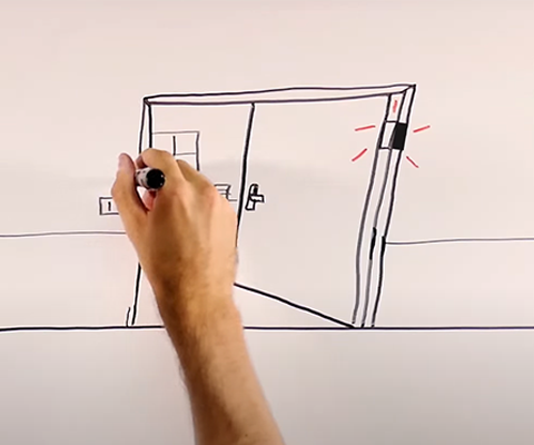 orange play video button