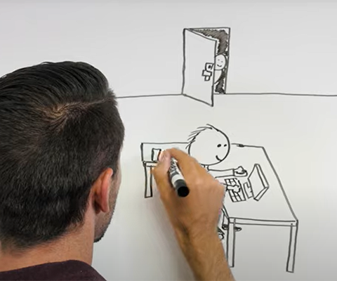 orange play video button