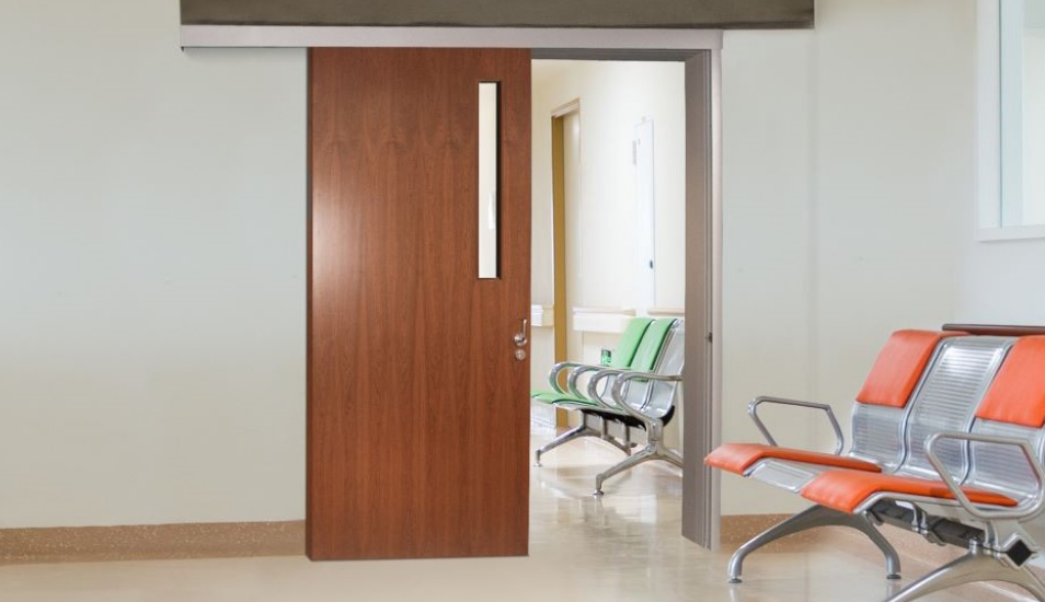 Interior sliding door in health care facility